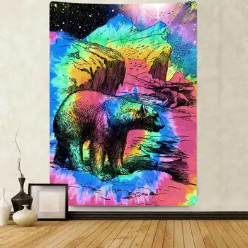 

Simsant Tarot Tapestry Polar Bear Mountain Psychedelic Art Wall Hanging Tapestries for Living Room Home Decor Banner