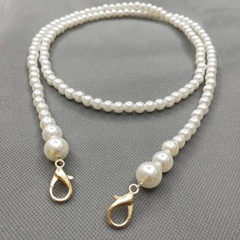 

2020 Fashion Bag Belt White Imitation Pearls Chain Strap Long Chain With Buckle For Women Bag Ornament Jewelry Gift Female
