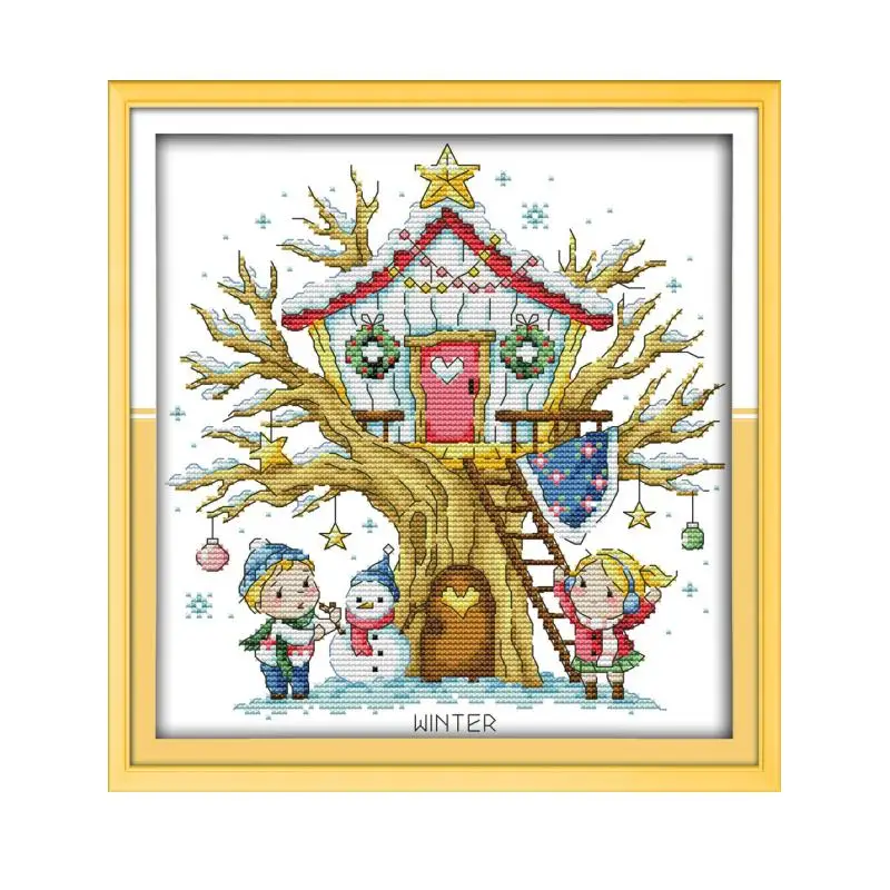 Joy Sunday Китайские узоры для вышивки крестиком 11CT 14CT Набор яркий тканевый домашний