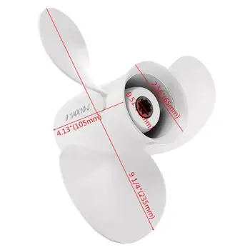 

Hot Boat Outboard Propeller 9 1/4 x 10 Aluminum Alloy For Yamaha 9.9-15HP 63V-45945-00-EL White 3 Blades 8 Spline Tooth R-Rotati