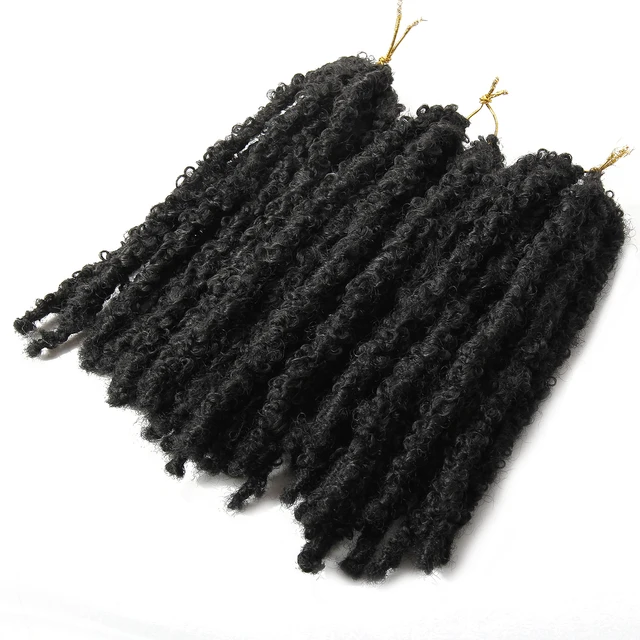 YxCheris Butterfly Locs Synthetic Crochet Hair Soft Faux Locs For Braids Natural Pre-Looped Hair Crochet Braids Hair Extensions #1B