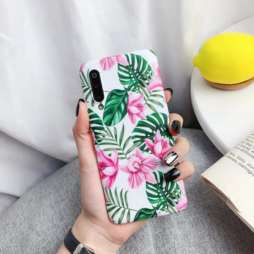 03 Роскошные, жесткие, ПК телефон Cas для Redmi Note 7 Чехол Luminouse чехол Coques для Xiaomi MI8 MI9 задняя крышка Ins Цветочные Цветы лист Funda - Цвет: 03