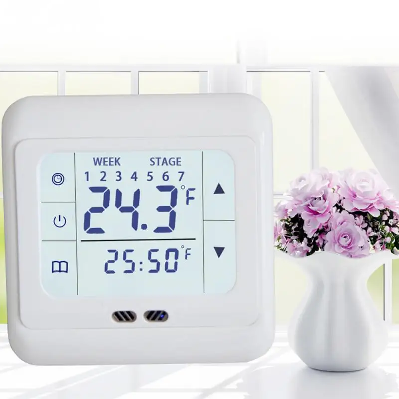 Домашний Терморегулятор с сенсорным экраном термостат для теплого пола электрическая система отопления контроллер температуры#734