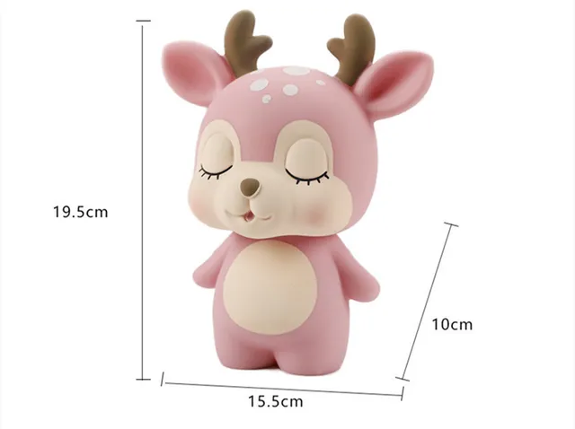 Cartoon Deer Piggy Bank Cute Animal Fall-proof Vinyl Children Savings Toys Kids Boy Girl Birthday Gift 4