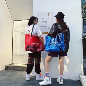 

Women Tote Bags Shopping bag New Transparent Shoulder Bag Large Capacity PVC Jelly Bolsa Casual Tote Travel Duffel Weekender Bag