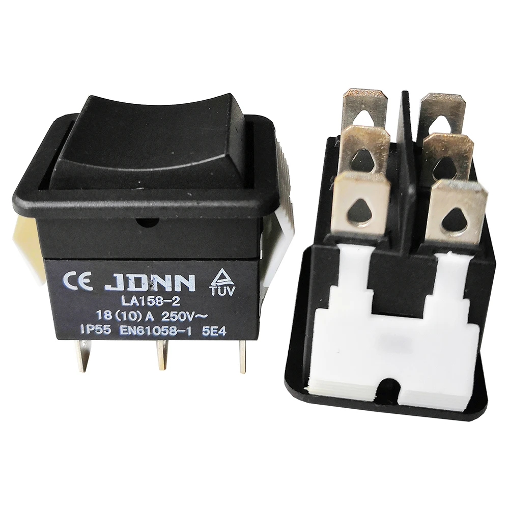 

2pcs JDNN LA158-2 250V 10A 6Pin Electric Waterproof Double Momentary Rocker Switches for Power Tools Accessories Parts, Black