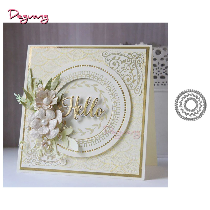 Rubber Stamps and Metal Cutting Dies for Scrapbooking Merry Christmas Wreath Craft Stencil Card Make Album Sheet Decor