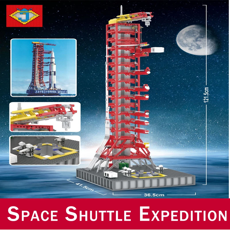 

J79002 Apollo Saturn V Launch Umbilical Tower Space Shuttle Expedition Sets Building Blocks Technic Compatible Legoed City Toy