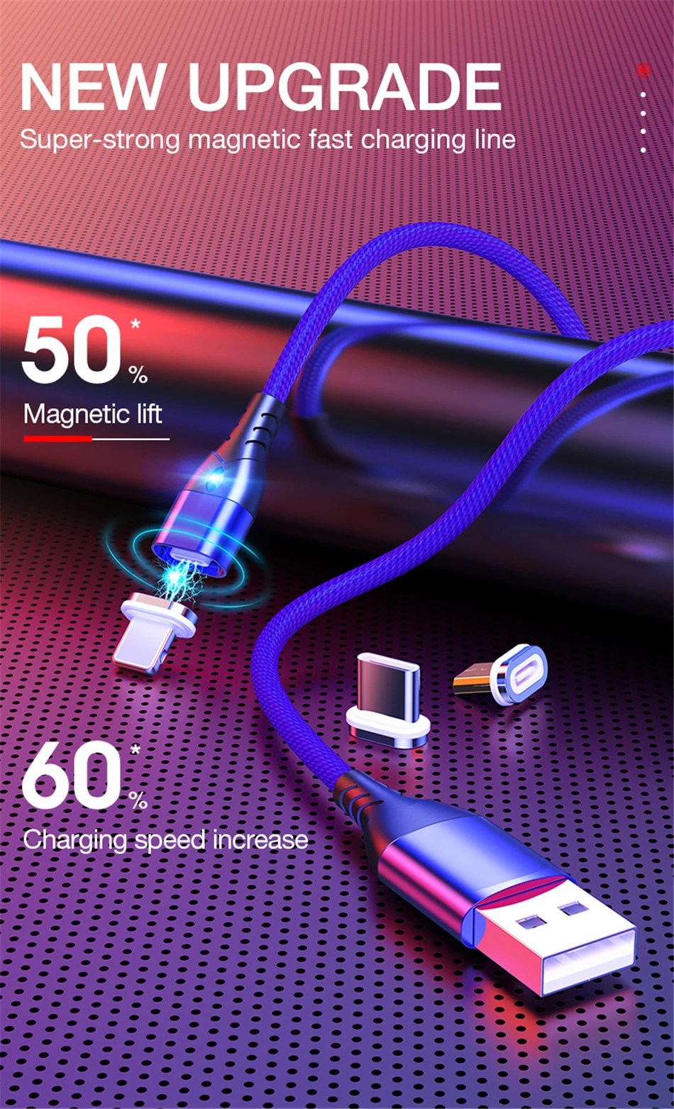 Магнитный Micro usb type-C кабель для iPhone кабели освещения 1 м 2 м 3A провод для быстрого заряда type-C Магнитный кабель для зарядки телефона