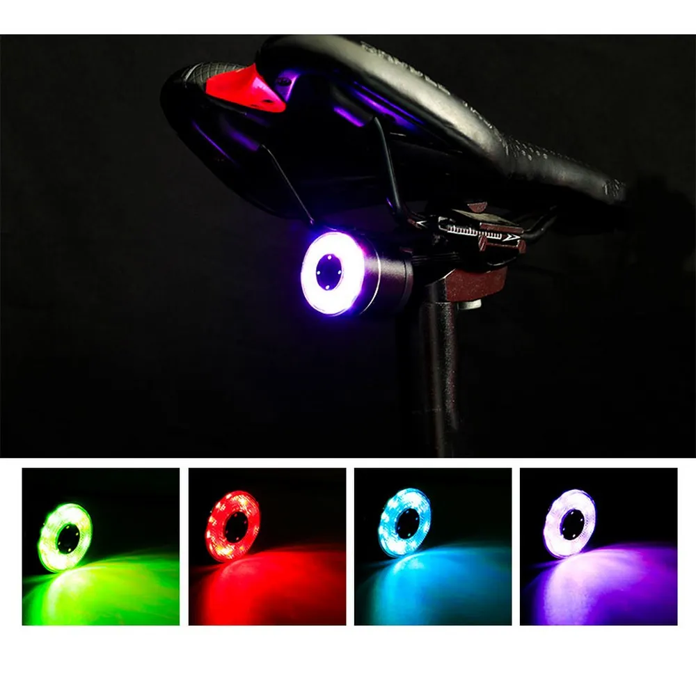 

LED Bicycle Rear Lamp Braking Light CNC Alloy RGB Cycling Warning Lights Usb Rechargeable Taillight Mountain Bike Tail Rear Lamp
