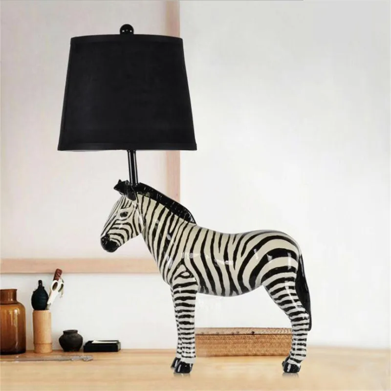 Country Zebra Table Lamp For Bed Room Foyer Parlor Decor Nordic