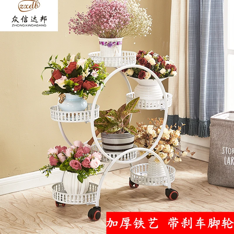 

Nordic Plant Rack Balcony Wheeled Shelf Living Room Decoration Metal Stand For Plants Garden Furniture Estante Jardin