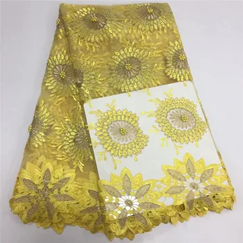 

High Quality Swiss Voile Lace 2019 New Design Nigerian Lace Fabrics Embroidered Tulle African Lace Fabric For Dress Yellow