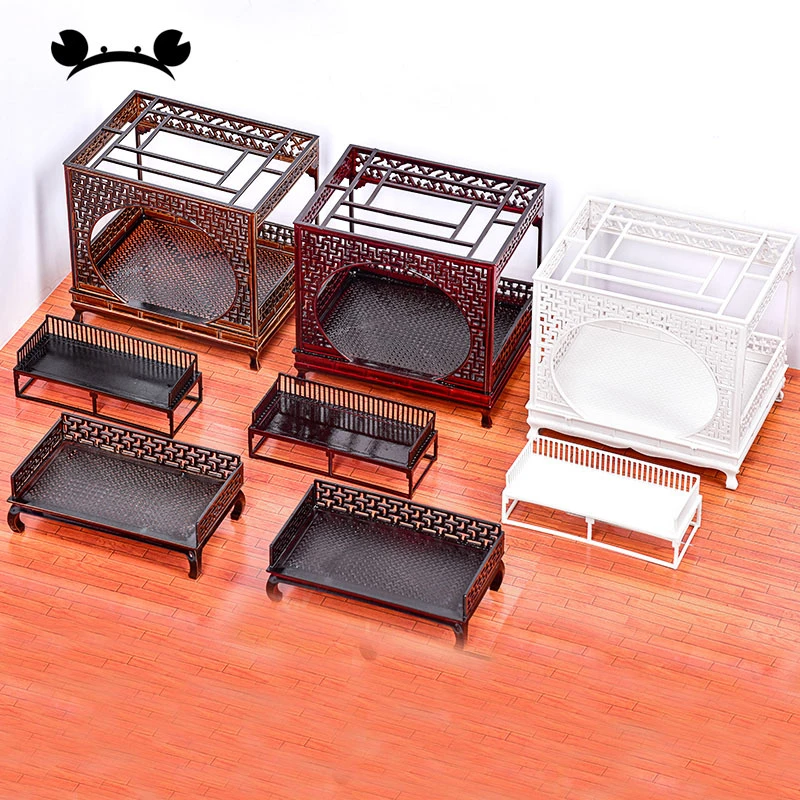 Muebles chinos baratos, cama en miniatura, modelo plástico para casa de muñecas, Kits de construcción, accesorios para casa de muñecas|Casas de muñecas| - AliExpress