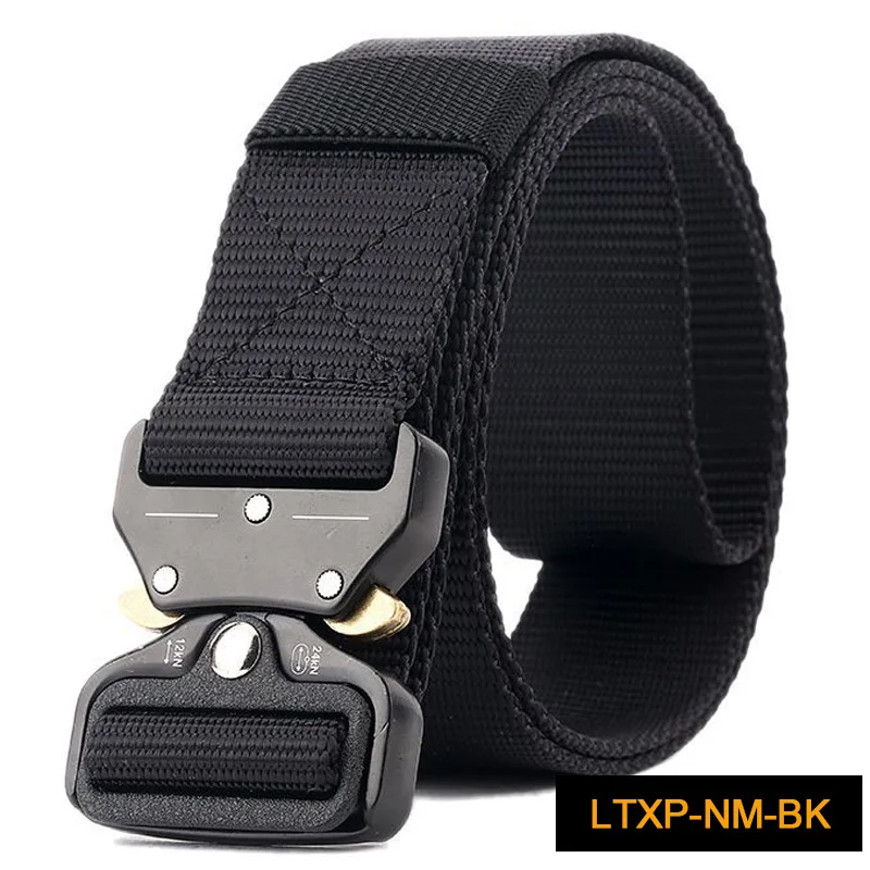 LTXP-NM-BLACK Хит цвета, вертикальные полосы, военные тактические ремни, мужские регулируемые нейлоновые поясные ремни, мужские быстросъемные армейские охотничьи армейские ремни - Цвет: LTXP-NM-BLACK