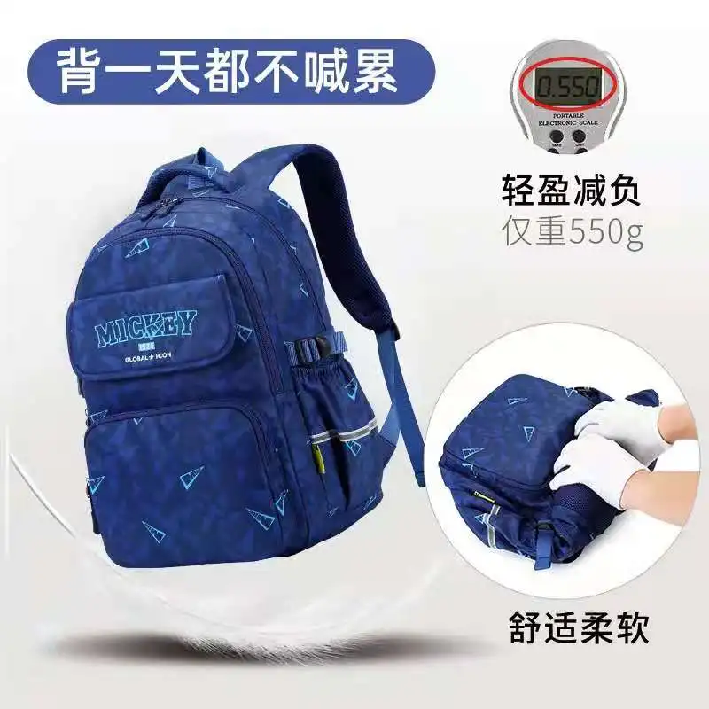 Disney Mickey Minnie School Bags For Boys Girls Primary Student Shoulder Orthopedic Backpack Grade 1-3 Large Capactiy Mochila