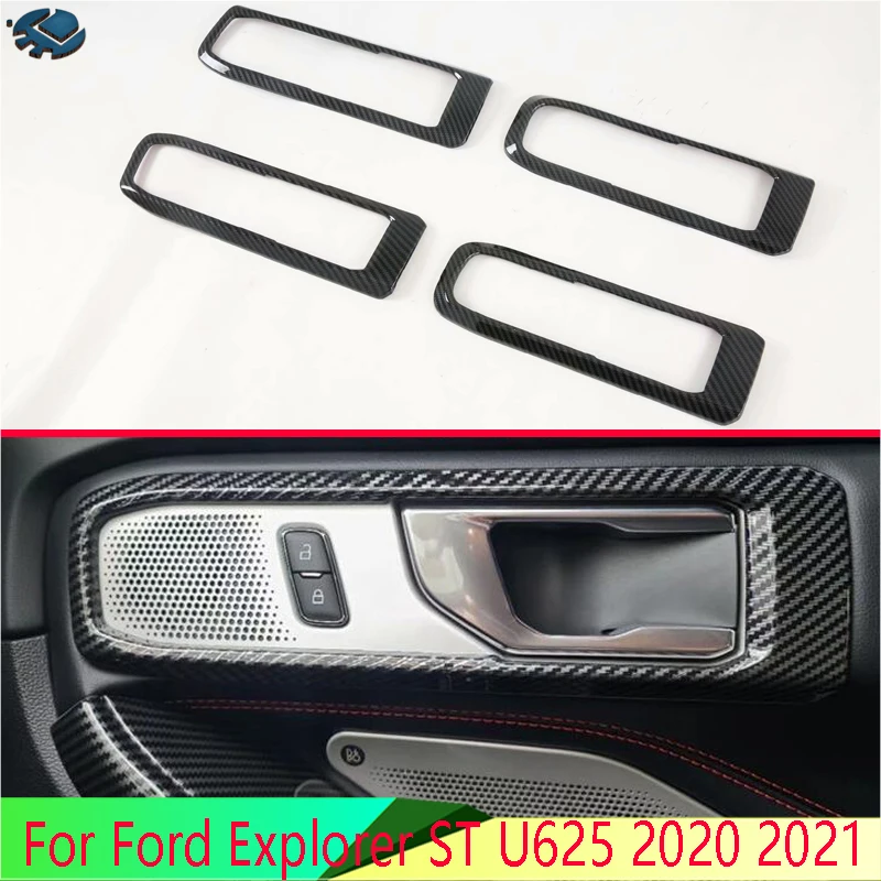 

Для Ford Explorer ST U625 2020-2024 2021 углеродное волокно стиль крышка внутренней дверной ручки Catch Чаша отделка вставка ободок рамка украшение