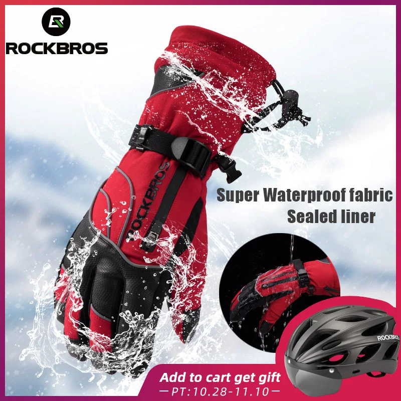 

ROCKBROS Winter Waterproof Gloves -30 Degree Snow Ski Gloves Snowmobile Snowboard Sport guantes nieve Warm Thermal Skiing Gloves
