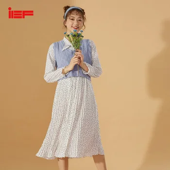 

IEF Spring Summer Set Women Sweety Dot Printing Bow Neck Dress Vneck Sleeveless Knit Sweater Pullover Tops 0N13K-D2222-