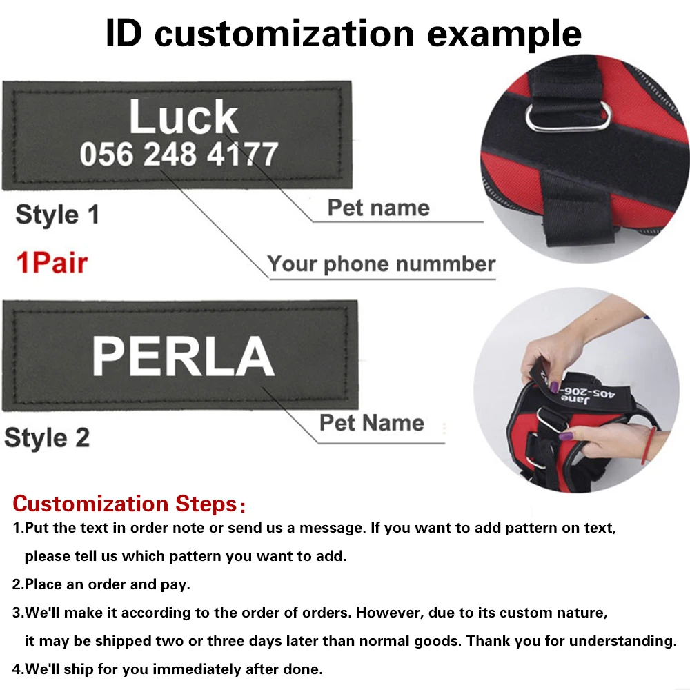 Personalized Reflective Nylon Dog Harness - Adjustable No Pull Design