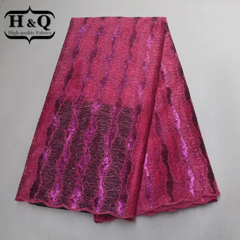 

2019 High Quality African Organza Lace Fabric African Lace Design 5 Yards/pcs French Sequins Lace Fabric With Stones For Wedding