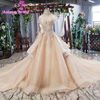 

Vestido De Noiva Dubai Arabic Wedding Dress Long Sleeves 2019 Ball Gown Beading Luxurious Wedding Gown Bridal Dresses Brautkleid