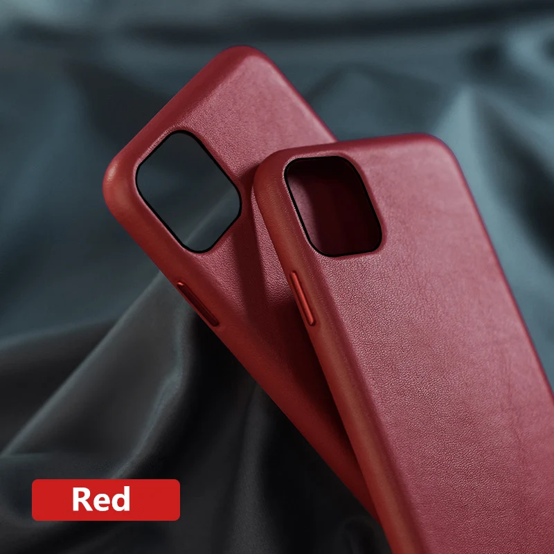 Чехол из натуральной кожи для iPhone 11, чехол из натуральной кожи, роскошная задняя крышка для телефона для iPhone 11 Pro Max X XR XS 6S 7 8 Plus - Цвет: Красный