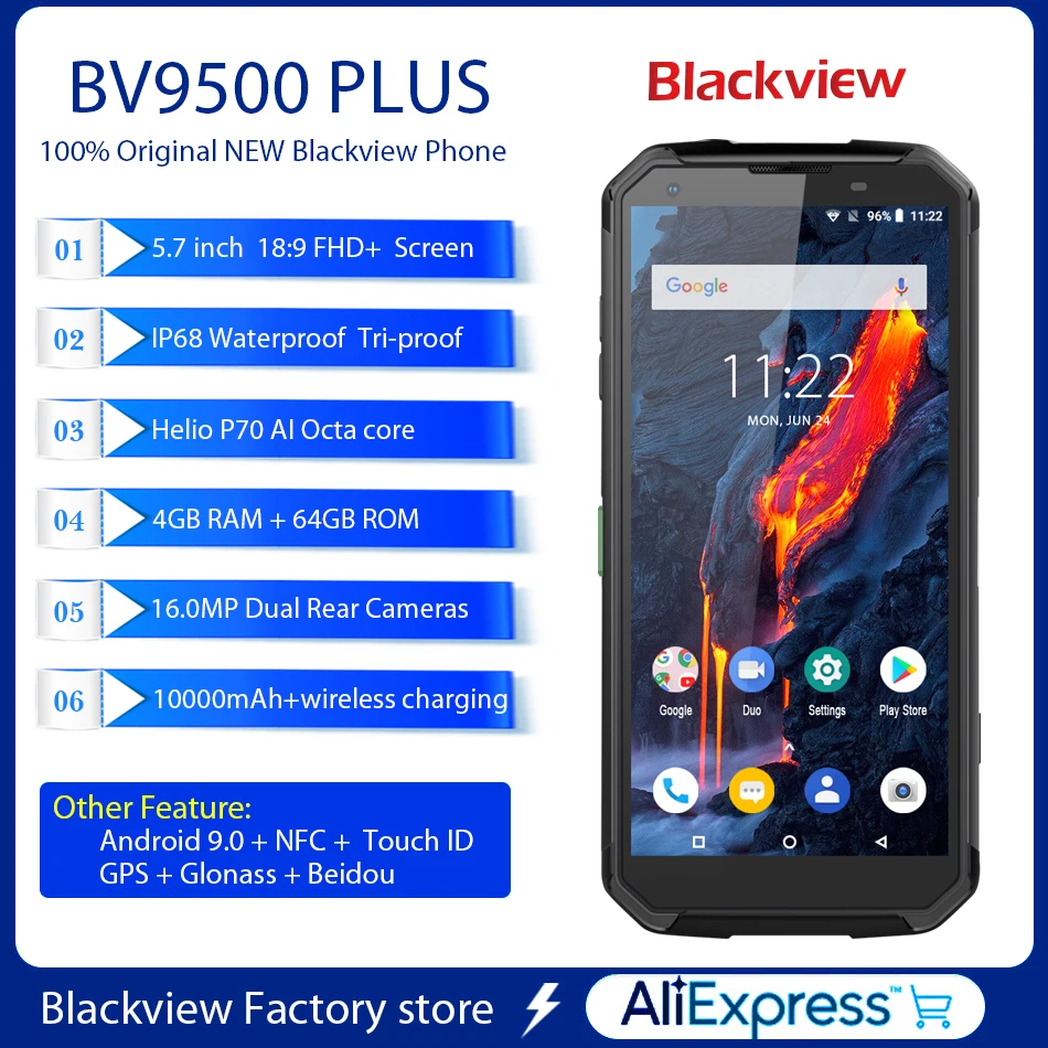 Blackview BV9500 Plus смартфон с 5 99 дюймовым дисплеем восьмиядерным процессором Helio P70 ОЗУ 4