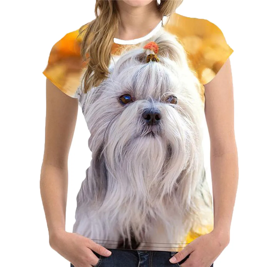 Fashion Lovely Dog 3D Print Women Ladies Girls T-Shirt Animal Harajuku Round Neck Short Sleeve Unisex Summer Tops & Tees XXS-6XL graphic tees Tees