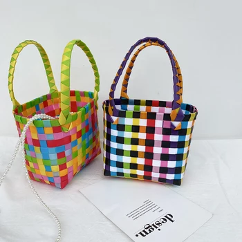 

Nordic Style Handmade Woven Storage Baskets with Inner Bag Desktop Sundries Cosmetics Organizer Fruit Picnic Food Container