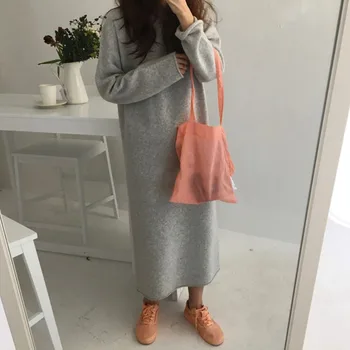 

Oversize Lady Dresses 2020 Autumn Winter Warm Sweater Women Dress Long Sweater Knitted Dresses Loose Maxi Dress Robe Vestidos