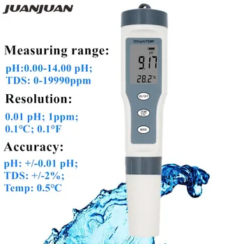 

Digital Water Tester High accuracy PH/TDS/TEMP Meter 3 in 1 Water Quality Monitor Tester for Drinking Water pool 30%off