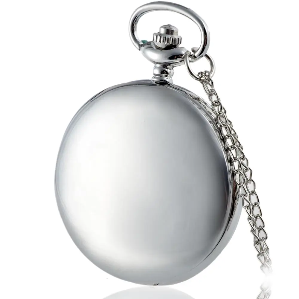 Классические Серебристые гладкие карманные часы в стиле стимпанк для мужчин с брелоком и цепочкой модные кварцевые часы для мужчин s Wo для мужчин подарок reloj de bolsillo