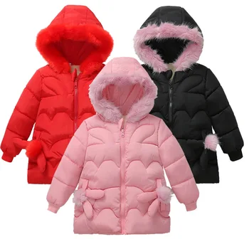 

Child Kids Girls Winter Warm Jackets Snowsuit Hooded Windbreaker Outwear with Soft Fur Hoodies For 3-5T girls puffer coats D20
