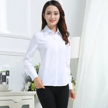 

Office Lady White Tops And Blouses Women Work Wear Shirts Turn-Down Collar Femme Blusas Mujer 2019 Plus Size