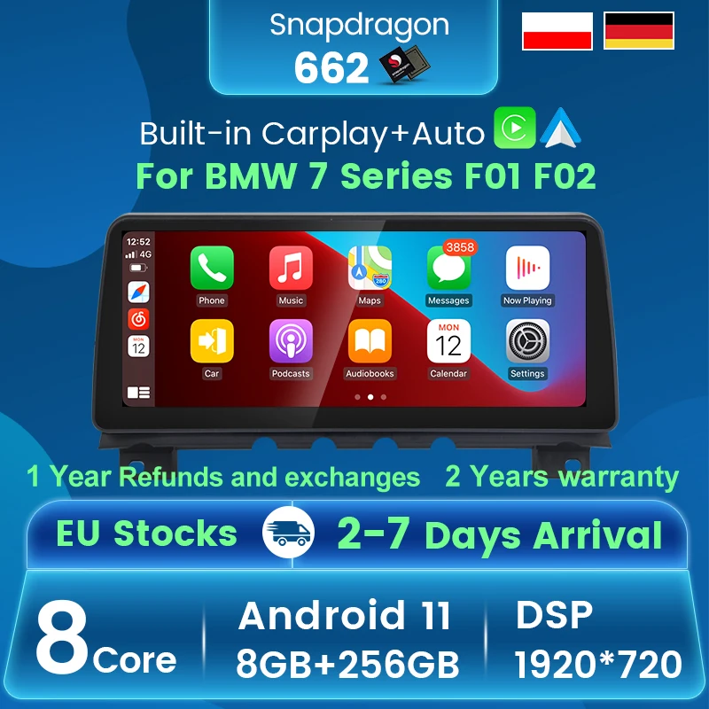 Android 11 Qualcomm Snapdragon 662 автомобильный DVD GPS плеер для BMW F01/F02 7 серии CIC NBT система 8 + 256G