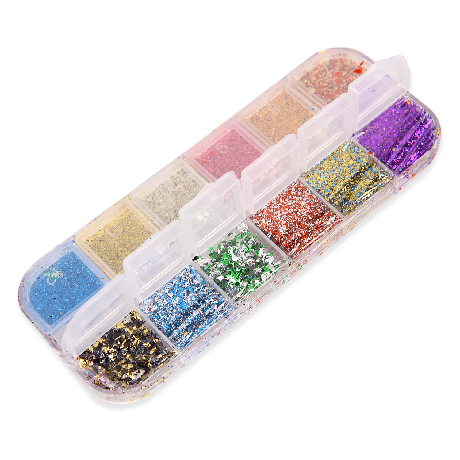 01 Random Color 12 сетки для ногтей блестки Нерегулярные хлопья золото серебро пигмент дизайн ногтей украшение зеркало блестящая Голографическая фольга бумага - Цвет: 01 Random Color