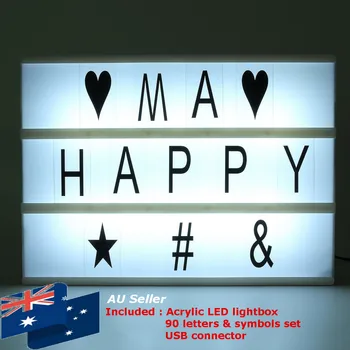 

A4 size 3 Line Cinematic Cinema LED Lightbox with Various Letters LED Night Lamp Home Figurines For DIY Home Decoration Lighting
