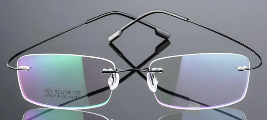 Безвинтовое мужские, титан сплав ультралегкие очки без оправы, ультра-легкие оптическая Оправа очков для близорукости, безвинтовое очки без оправы F861 - Цвет оправы: Black