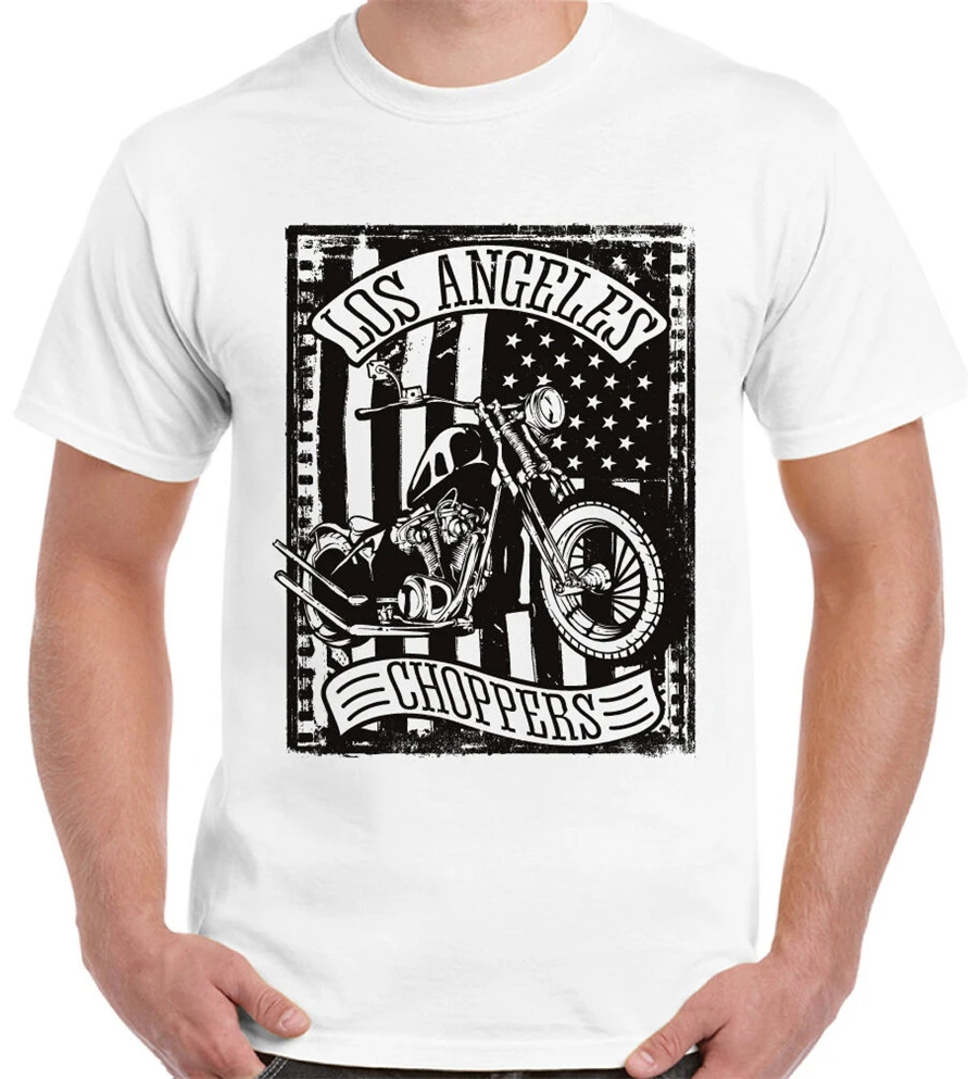 Los Angeles Choppers Mens Biker T-Shirt Custom Motorbike Bike Motorcycle Slogans Customized Tee Shirt | Мужская одежда