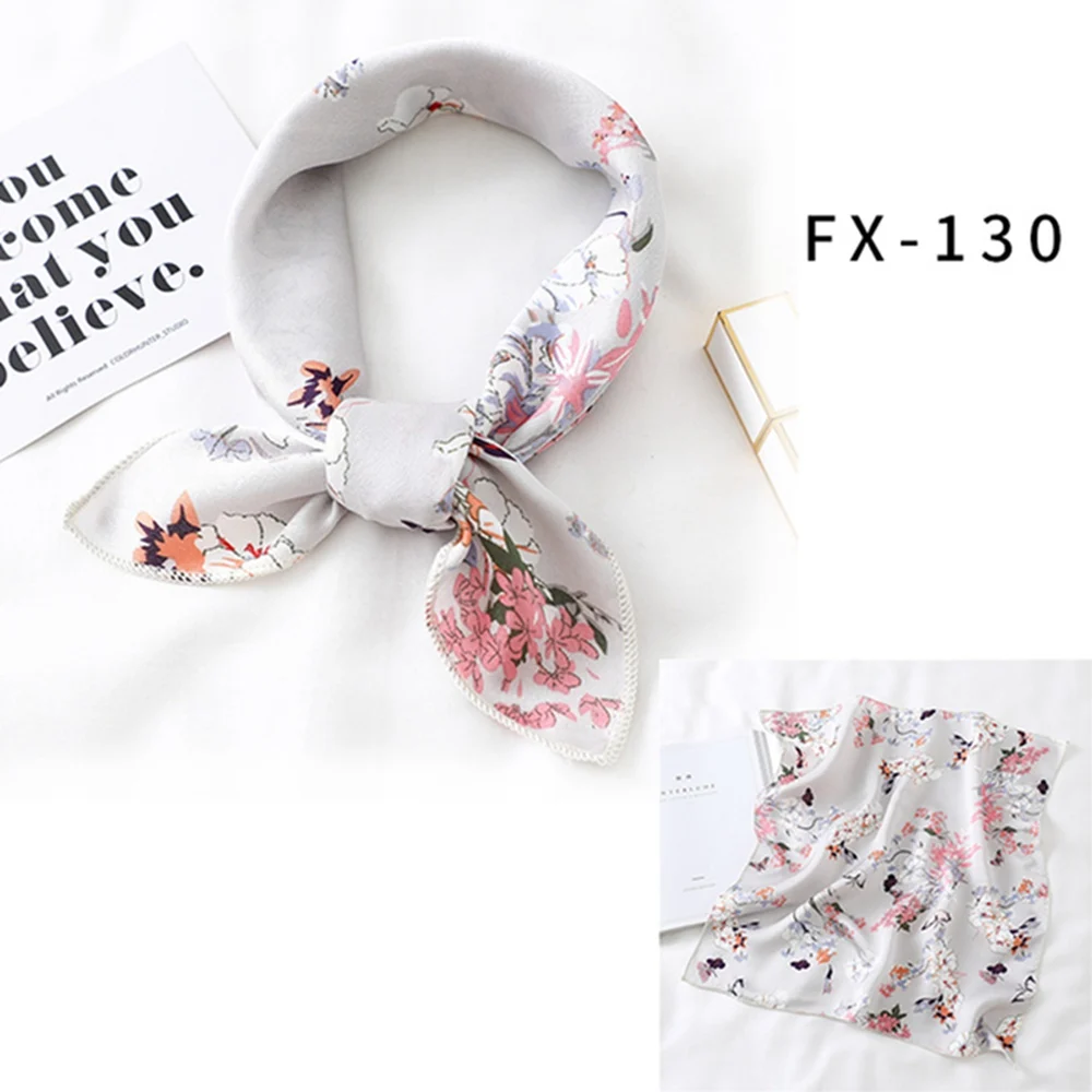 silver hair clips 2021 Square Silk Scarf Women Fashion Print Small Neck Scarfs Office Lady Hair Band Foulard Hand Kerchief Female Bandana Shawl silver hair clips Hair Accessories