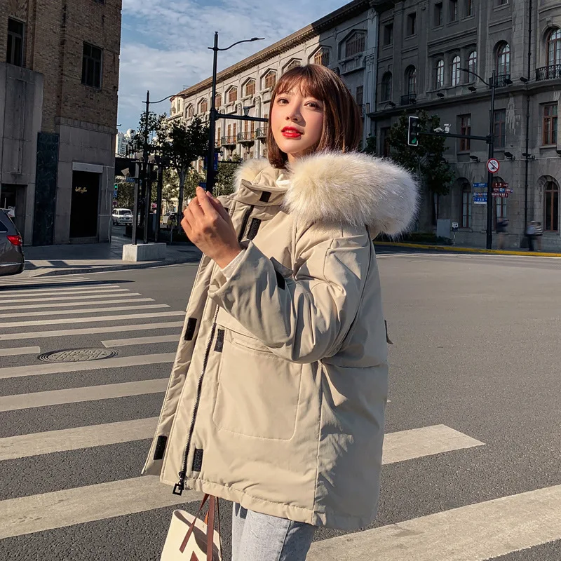 

2019 Autumn And Winter New Style Online Celebrity Casual CHIC down Jacket Women's Korean-style INS Workwear Coat Hooded Cotton-p