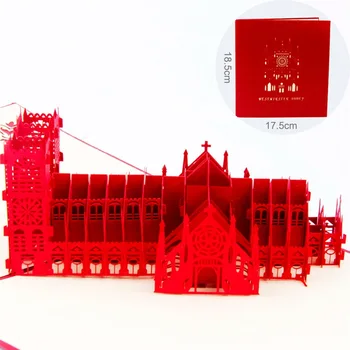 

10pcs 17.5*18.5cm 3D pop up Westminster Cathedral creative invitation greeting card thank you cards party favors