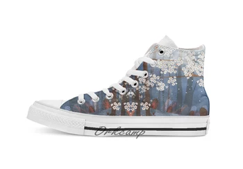 

Red Fox and Cherry Bloom Custom Casual High Top lace-up Canvas shoes sneakers Drop shipping