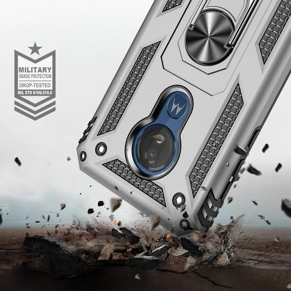 Для Motorola Moto G6 G7 E5 E6 P40 Plus Play power One Zoom Pro Action Z4 военный противоударный чехол из ТПУ ПК с кольцом и магнитной подставкой
