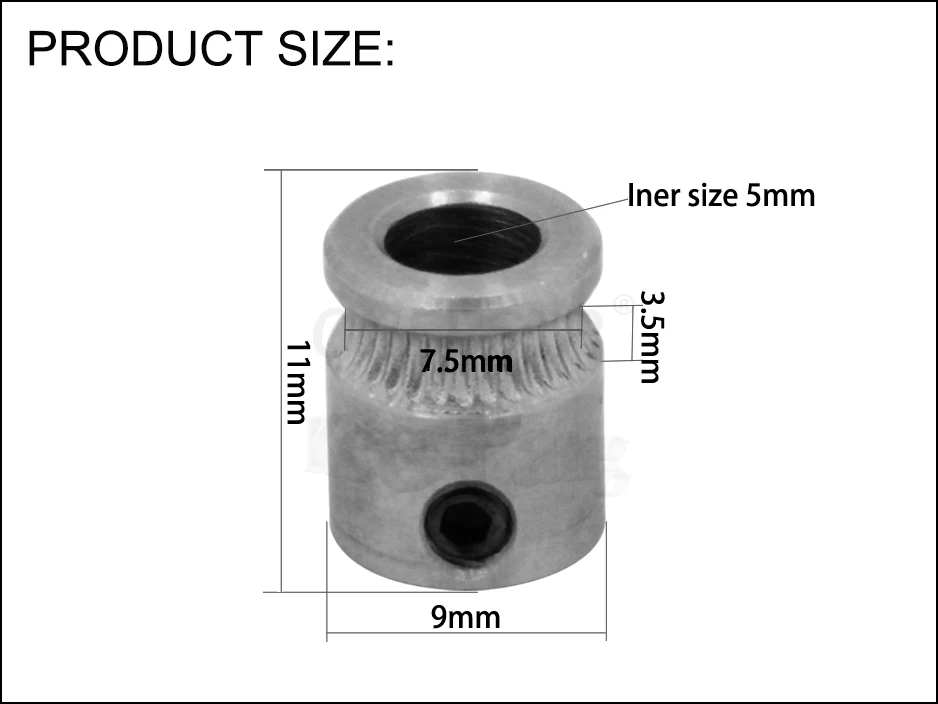 MK8 Driver Gear 9X5X11mm Part For Extruder Filament 3D Printers Parts Extrusion Wheels 5mm Pulley free shipping  30
