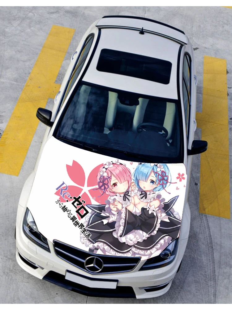 Rem Ram аниме Itasha капот Виниловые стикеры s наклейки на крышку двигателя автомобиль