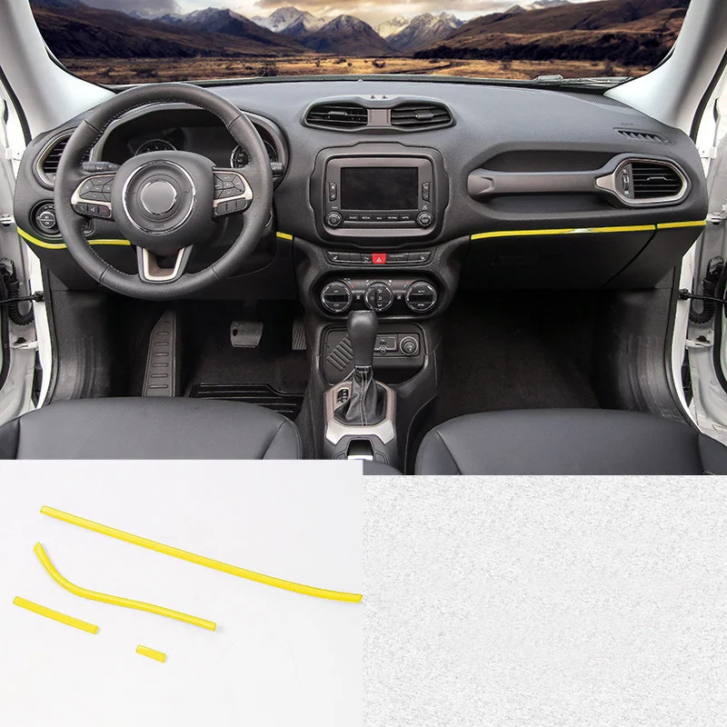16-17 yellow 4 pcs Lsrtw2017 Abs Автомобильный Центральный контроль приборной панели планки для Jeep Renegade авто аксессуары кондиционер хром - Название цвета: 16-17 yellow 4 pcs