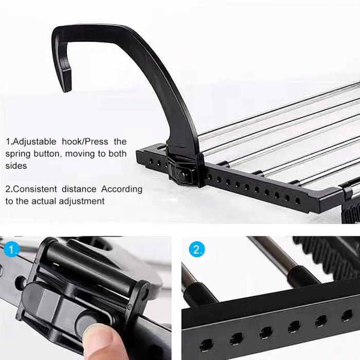 Folding Towel Drying Rack Stainless Steel Clothes Hanging Racks with Clips for Balcony Windowsill TB Sale