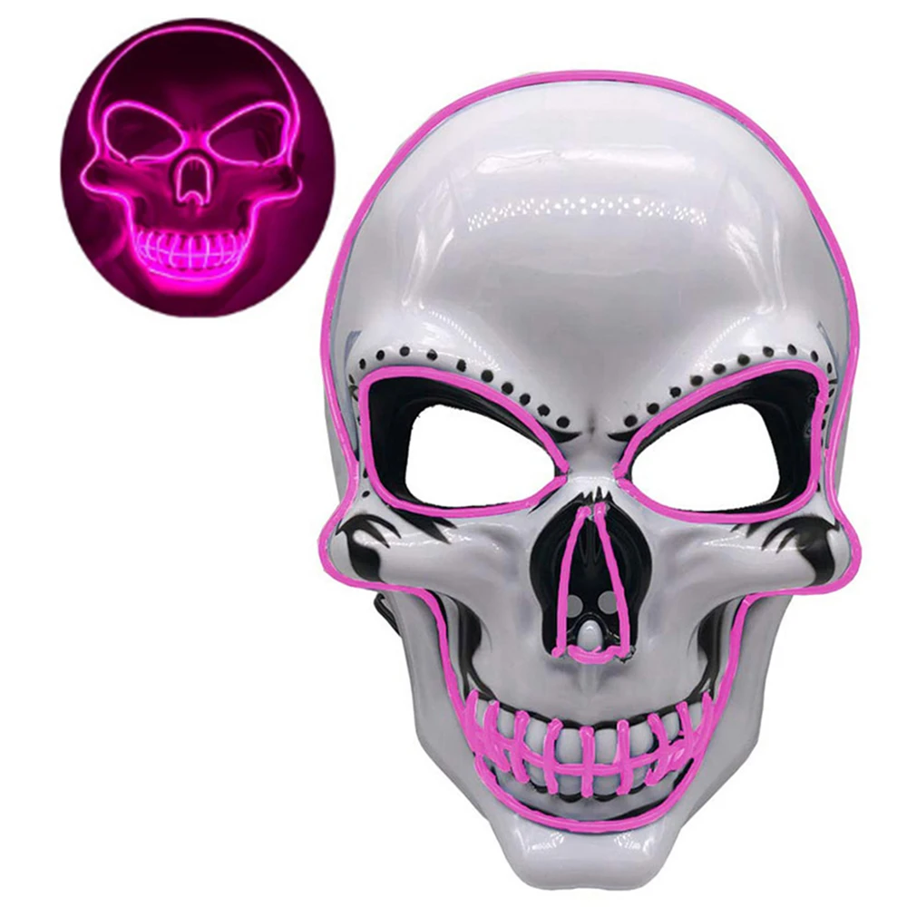 LED Glowing Halloween Mask Fluorescent Mask Party Scary Mask Funny Mask Role-Playing Costume Props Prom Mask Skull Mask